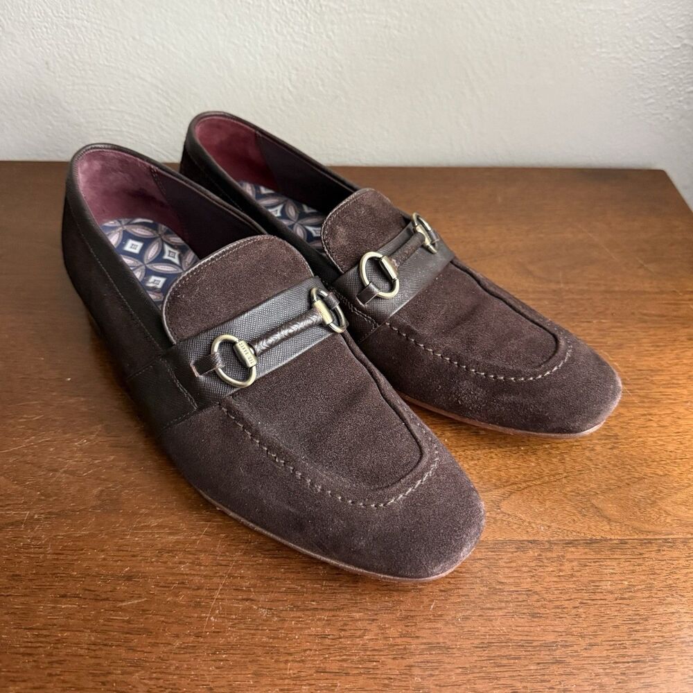 Ted Baker Brown Suede Leather Bit Loafers Shoes Mens Sz US 8 EU 41